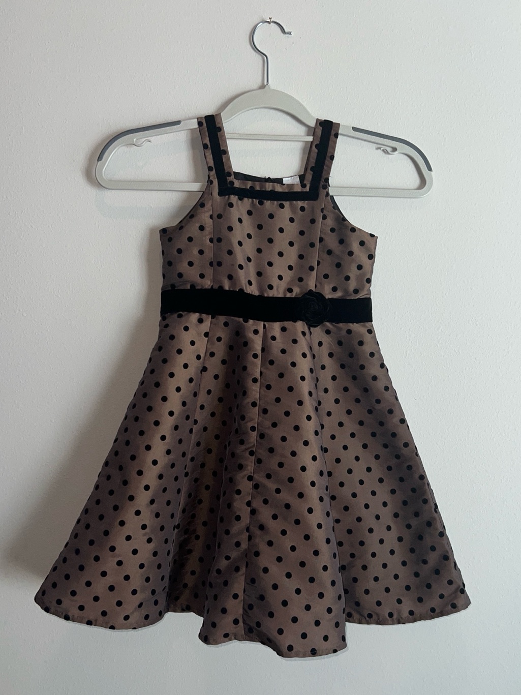 Carter’s Girl’s Brown & Black Polka Dot Velvet Trim Special Occasion Size 5